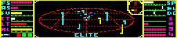 The dashboard in the 6502 Second Processor version of Elite