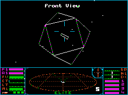 A space station in Apple II Elite