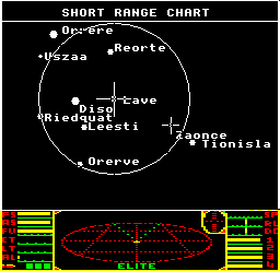 The Short-range Chart in the BBC Micro cassette version of Elite
