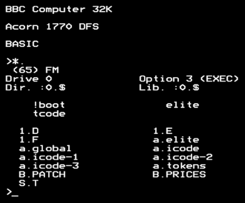 The contents of the source disc for Elite-A
