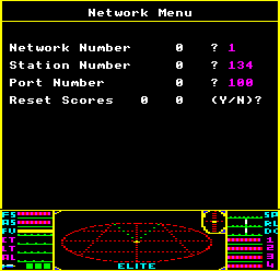 The Elite over Econet configuration screen
