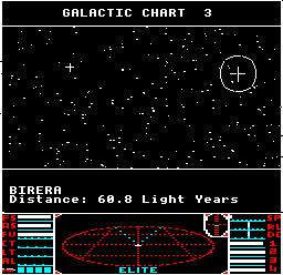 The Long-range Chart showing Birera in BBC Micro Elite