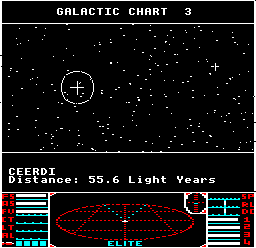 The Long-range Chart showing Ceerdi in BBC Micro Elite