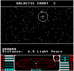 The Long-range Chart showing Orarra in BBC Micro Elite