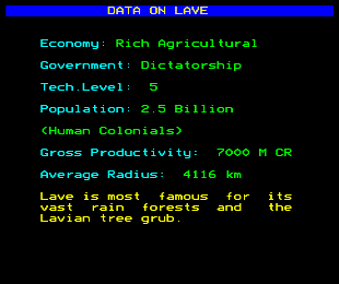 Teletext Elite Data on System screen