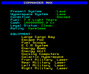 Teletext Elite Status Mode screen